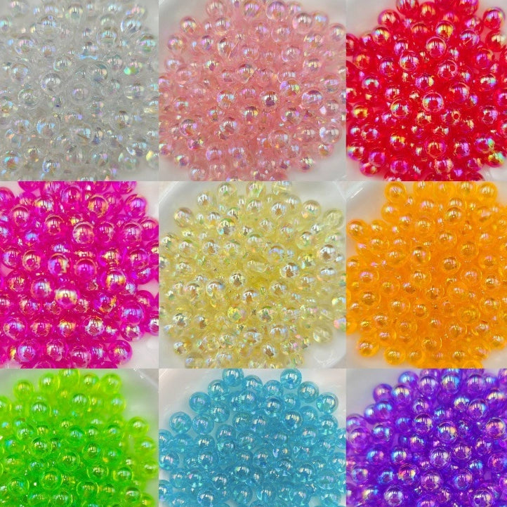 Plating Round Acrylic Beads 12mm Iridescent Transparent 550pcs
