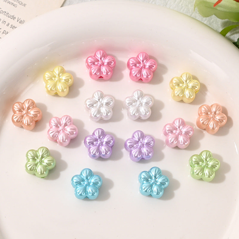 Pearl Shine Acrylic Plum Blossom Flower Beads 12mm 130pcs 2