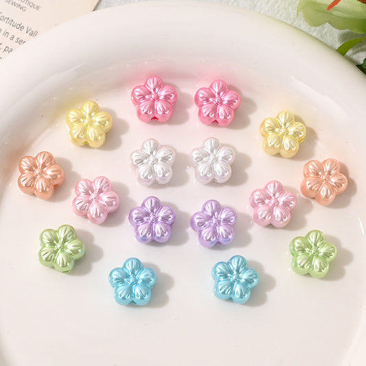 Pearl Shine Acrylic Plum Blossom Flower Beads 12mm 130pcs 2