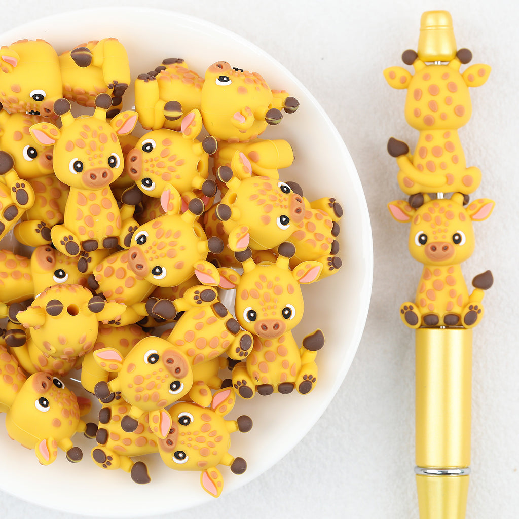  3D Cartoon Giraffe Silicone Focal Beads 20Pcs
