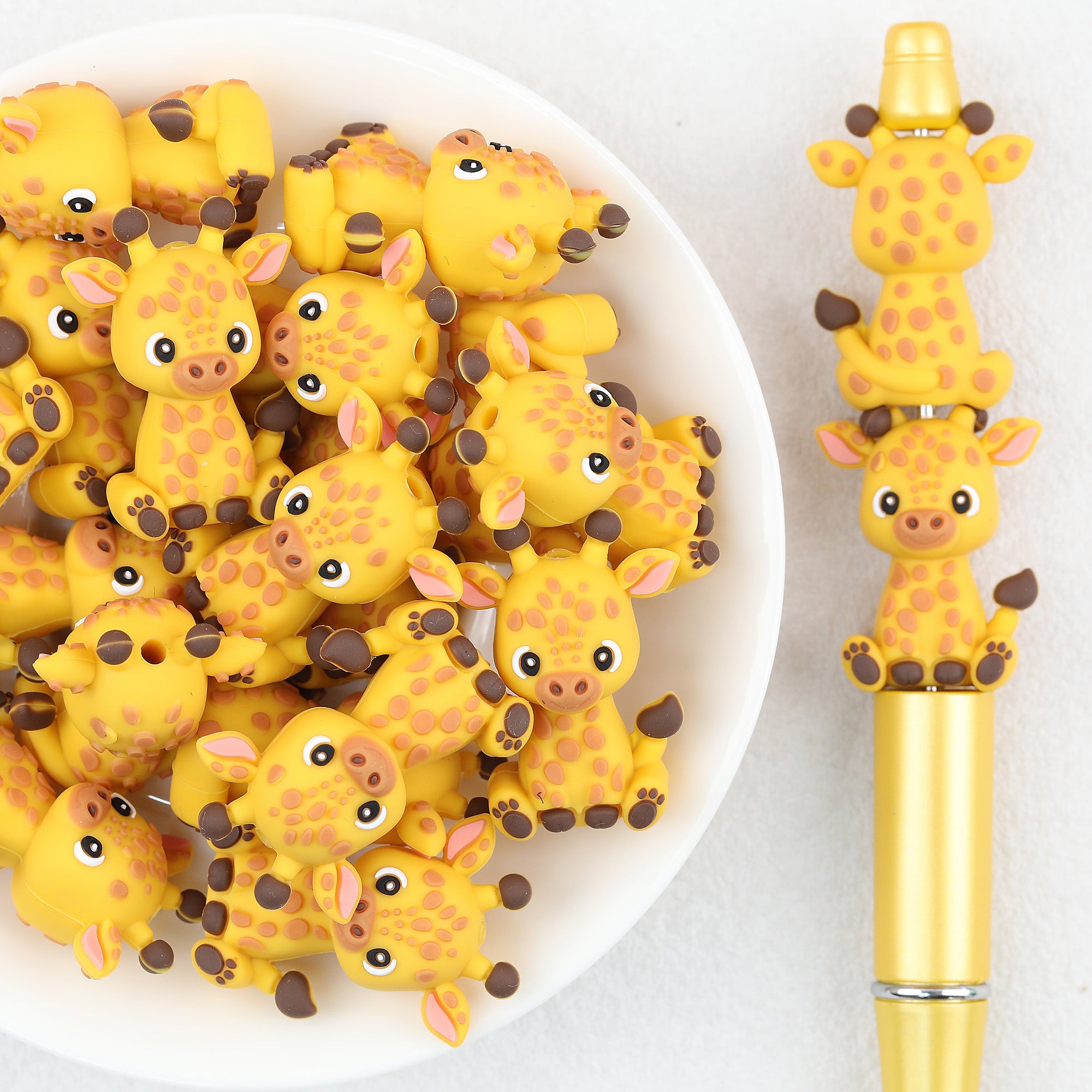  3D Cartoon Giraffe Silicone Focal Beads 20Pcs