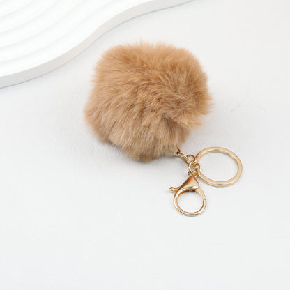 Pom Pom Keychain Fluffy Imitation Rex Rabbit Fur Ball 8cm With Lobster Clasp