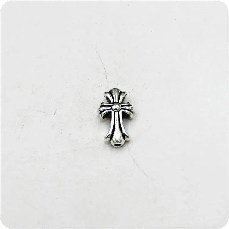 Cross Metal Beads 17mm Vintage Antique Silver Tone 50pcs