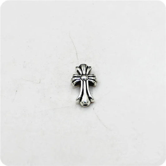 Cross Metal Beads 17mm Vintage Antique Silver Tone 50pcs