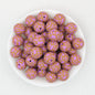 15mm Printed Pattern Round Silicone Beads 50pcs - Photo Frame