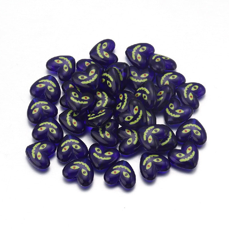 Acrylic Heart Beads 15x12mm Demon Smiling Face Glossy 20pcs 8