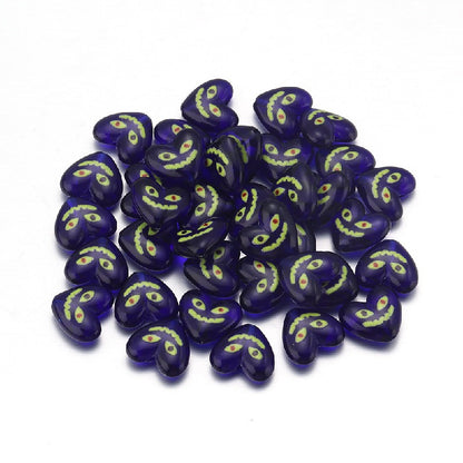 Acrylic Heart Beads 15x12mm Demon Smiling Face Glossy 20pcs 8