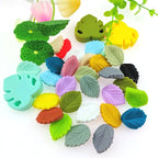 Colorful Leaf Silicone Beads Solid Color Matte Finish 20pcs 2