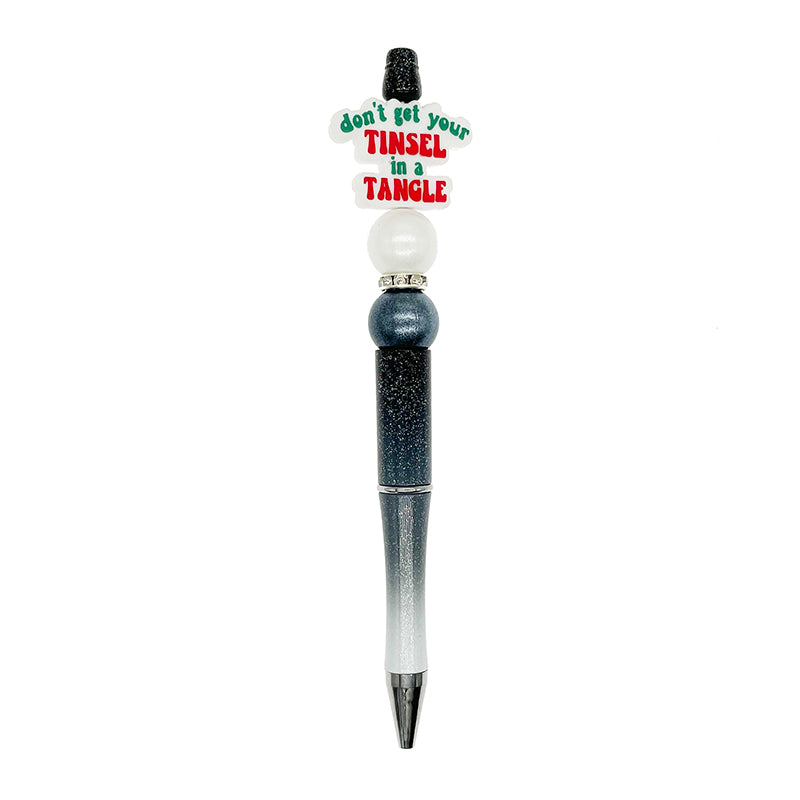 Silicone Focal Beads Holiday Text Don Get Your Tinsel In A Tangle 20pcs 3