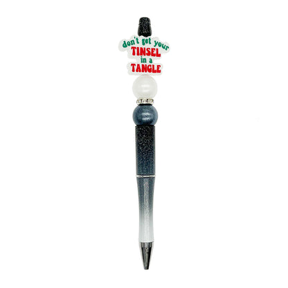 Silicone Focal Beads Holiday Text Don Get Your Tinsel In A Tangle 20pcs 3