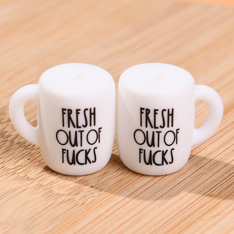 Silicone Focal Beads Printed Cup With Handle 20pcs 10