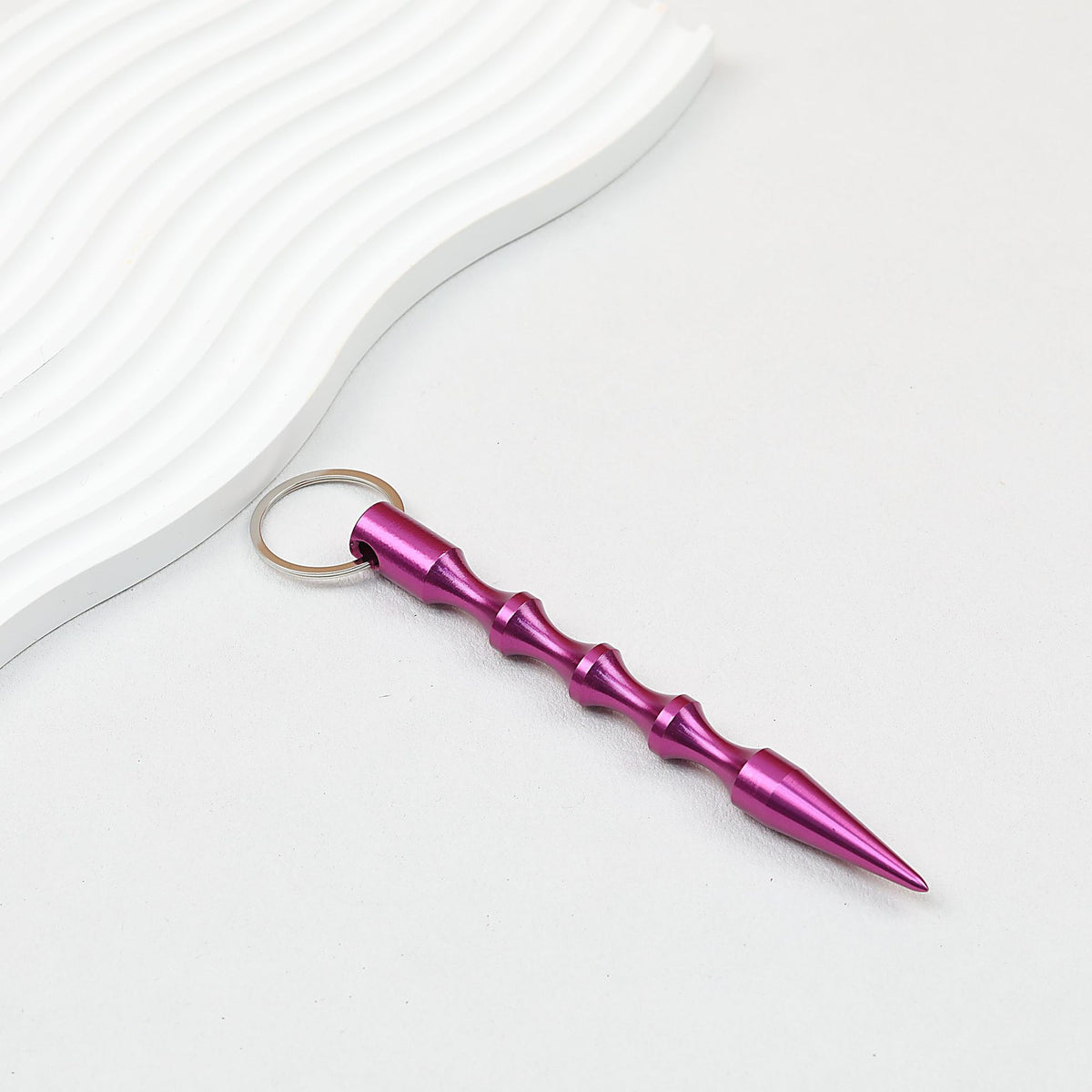 Self Defense Keychain Alloy Aviation Aluminum Bamboo Design - purple