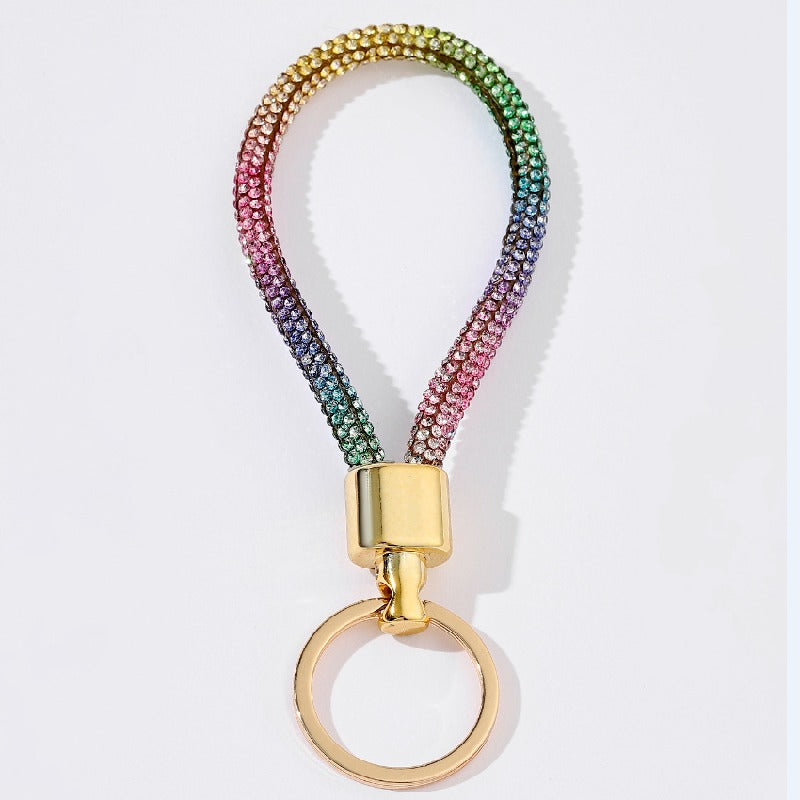 Rhinestone Keychain Metal Rainbow Gradient with Gold Clasp 4