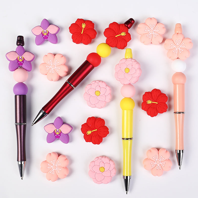 Floral 3D Silicone Focal Beads Assorted Flower Shapes 20pcs 6