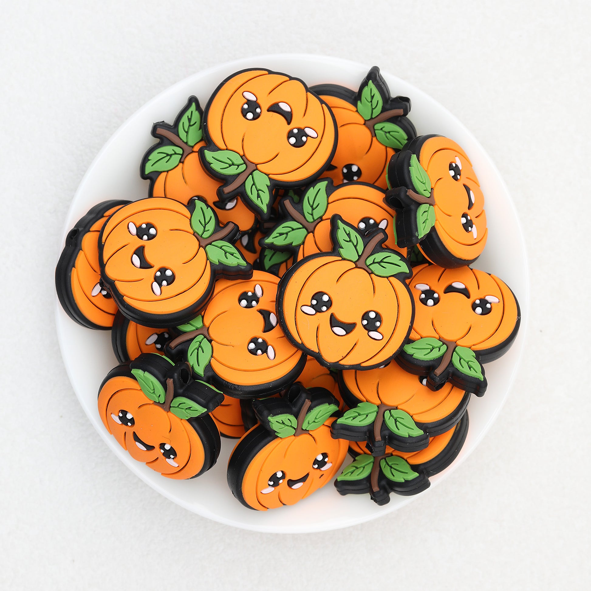 Halloween Green Leaves Pumpkin Silicone Focal Beads 20Pcs 2