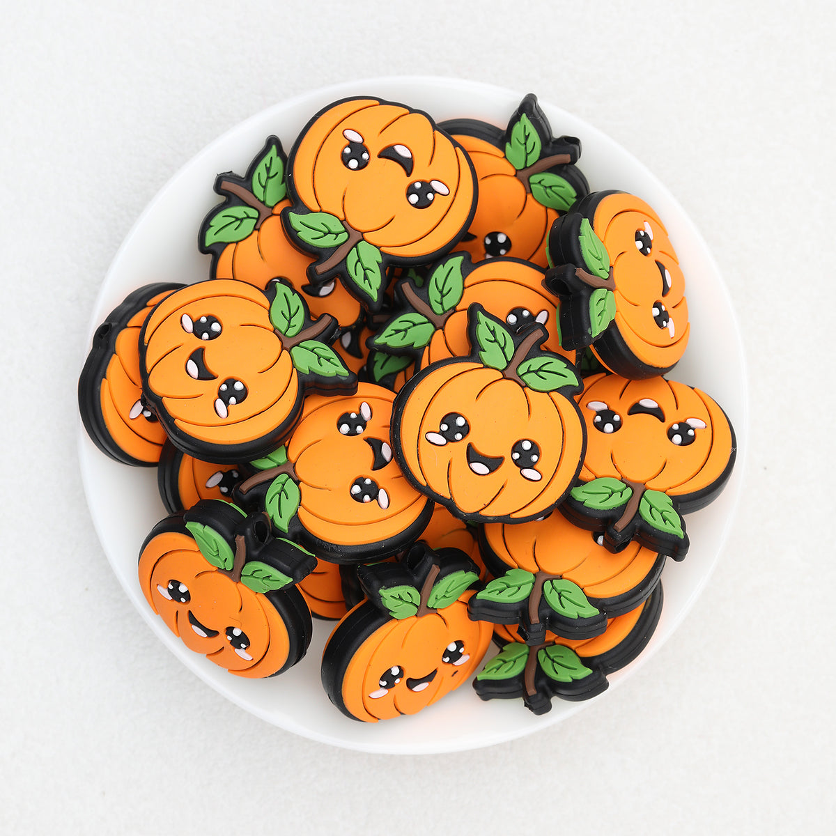 Halloween Green Leaves Pumpkin Silicone Focal Beads 20Pcs 2