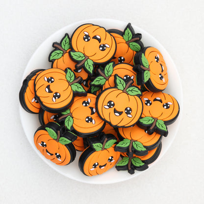 Halloween Green Leaves Pumpkin Silicone Focal Beads 20Pcs 2