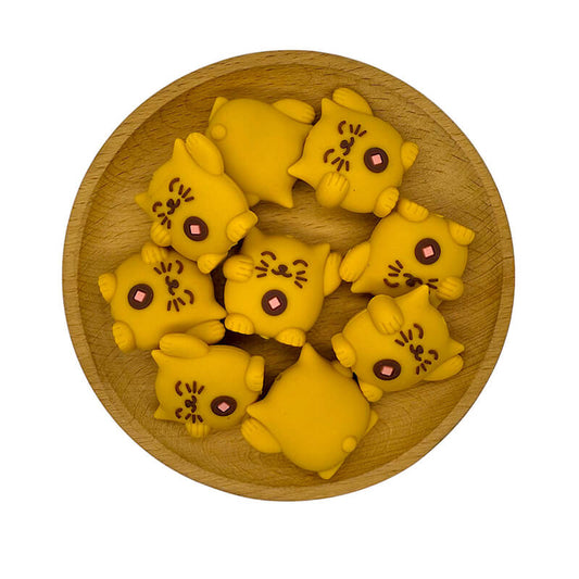 Silicone 3D Focal Beads Kitten Smiling Face Raised Paws Tail 20pcs 2