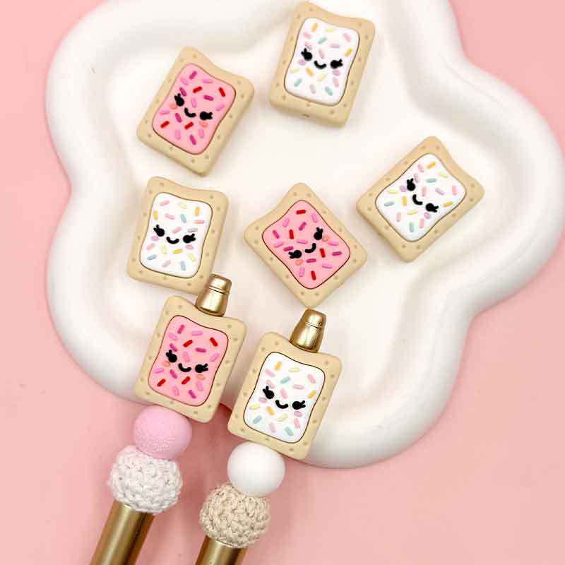 Silicone 3D Cheese Cracker Focal Beads Cute Biscuit Shape 20pcs 3