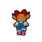 Silicone Focal Beads Girl Cow Wearing Red Bow Pink Boots