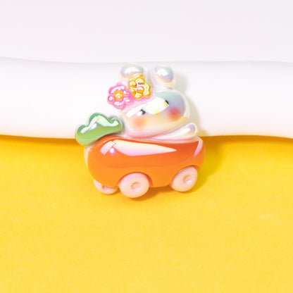 Cute Animal Driving Fruit Cart Resin Beads Glossy Mixed 10pcs 7