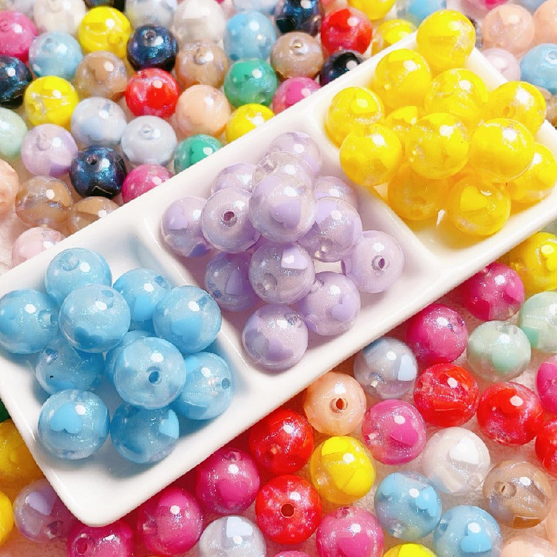Candy Heart Acrylic Beads 16mm Glossy Colorful 10pcs 2