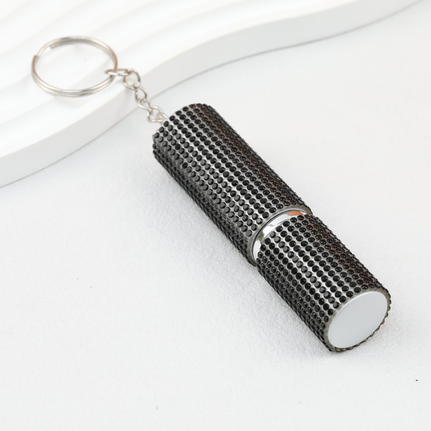 Rhinestone Perfume Spray Bottle Keychain Zinc Alloy 5ml Pink