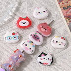 Cute Cat Head Printed Acrylic Beads 19mm 10pcs 2