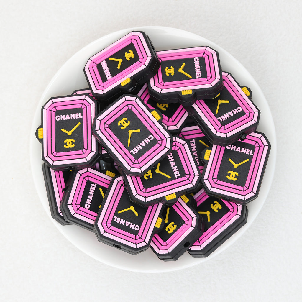 Purple Yellow LV Watch Dial Silicone Focal Beads 20Pcs  3