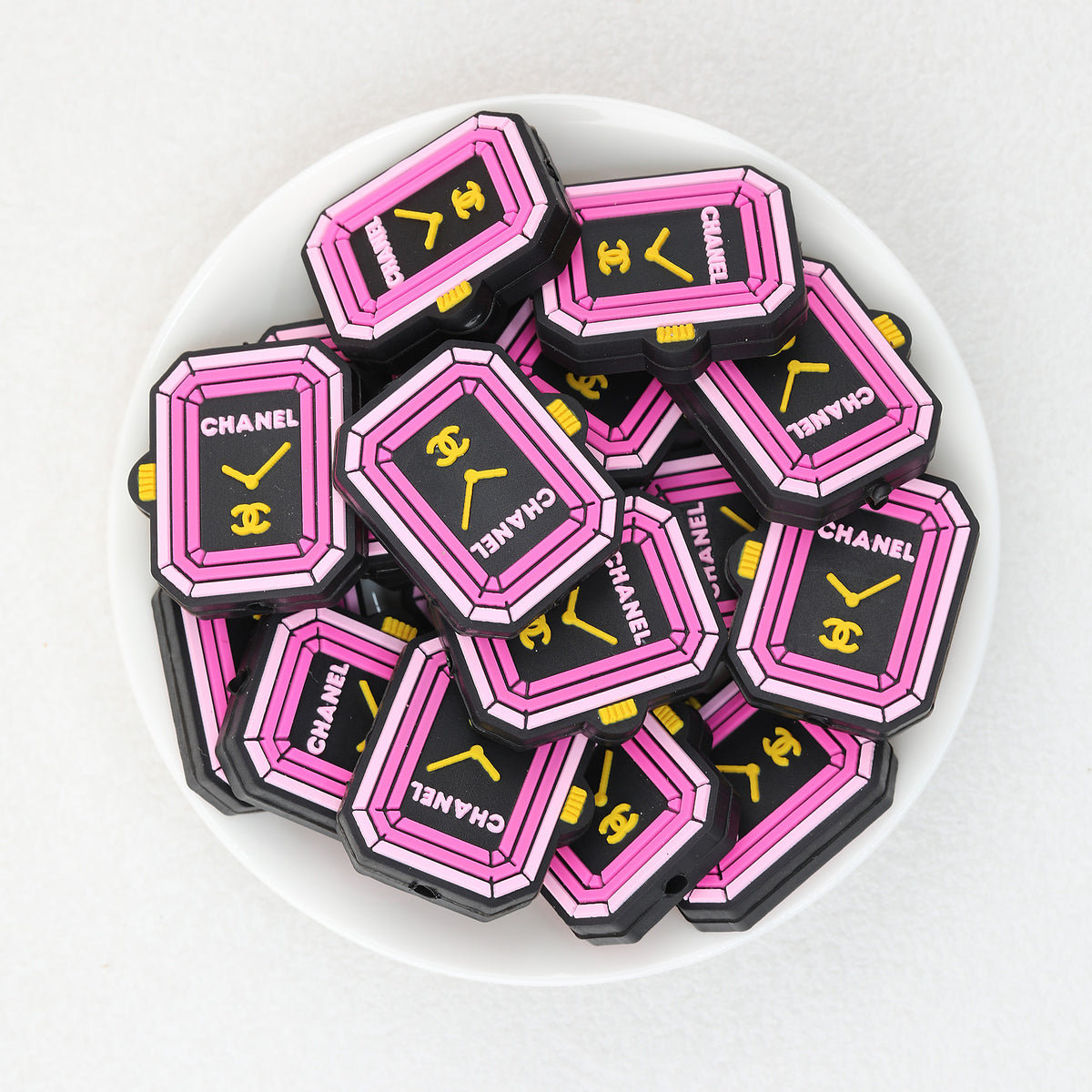 Purple Yellow LV Watch Dial Silicone Focal Beads 20Pcs  3