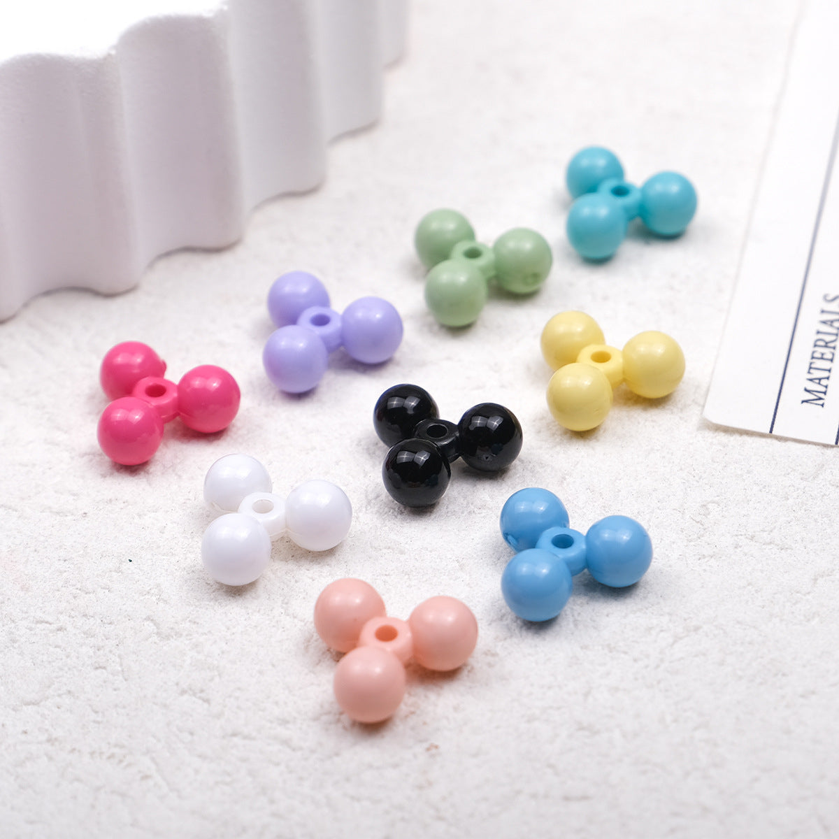 Acrylic Three-Spherical Spacer Beads 13mm Solid Color Baking Painted 500pcs 2
