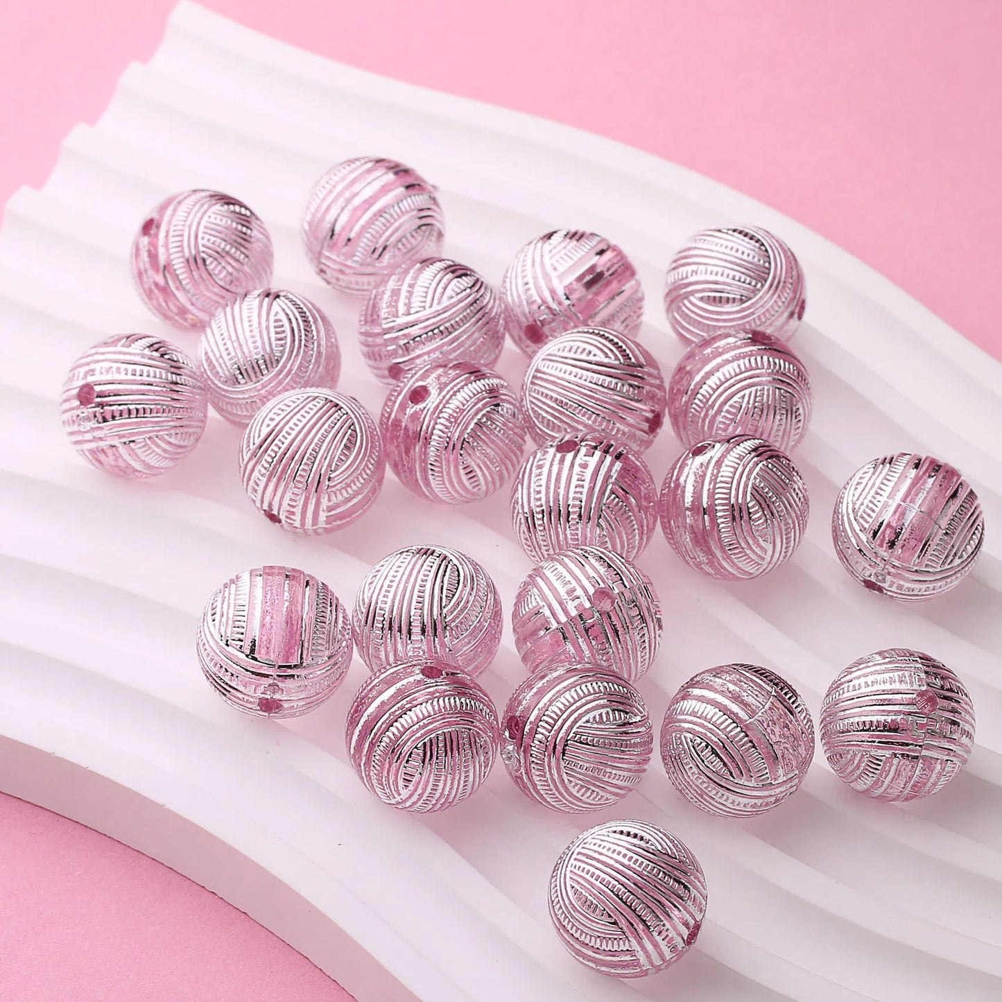 Silver Plating Yarn Ball Acrylic Beads 16mm Mixed Colors 20pcs 4