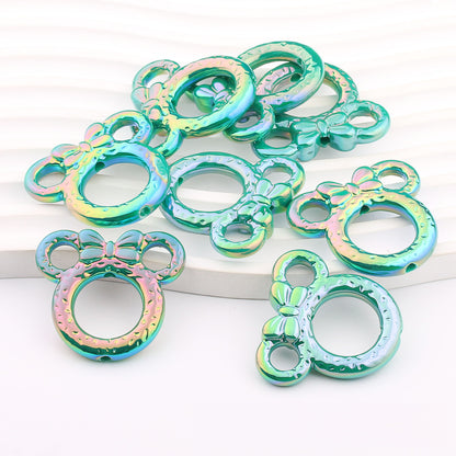 Deep UV Color Plated Solid Color Mickey Ring Head Acrylic Beads 2pcs 11