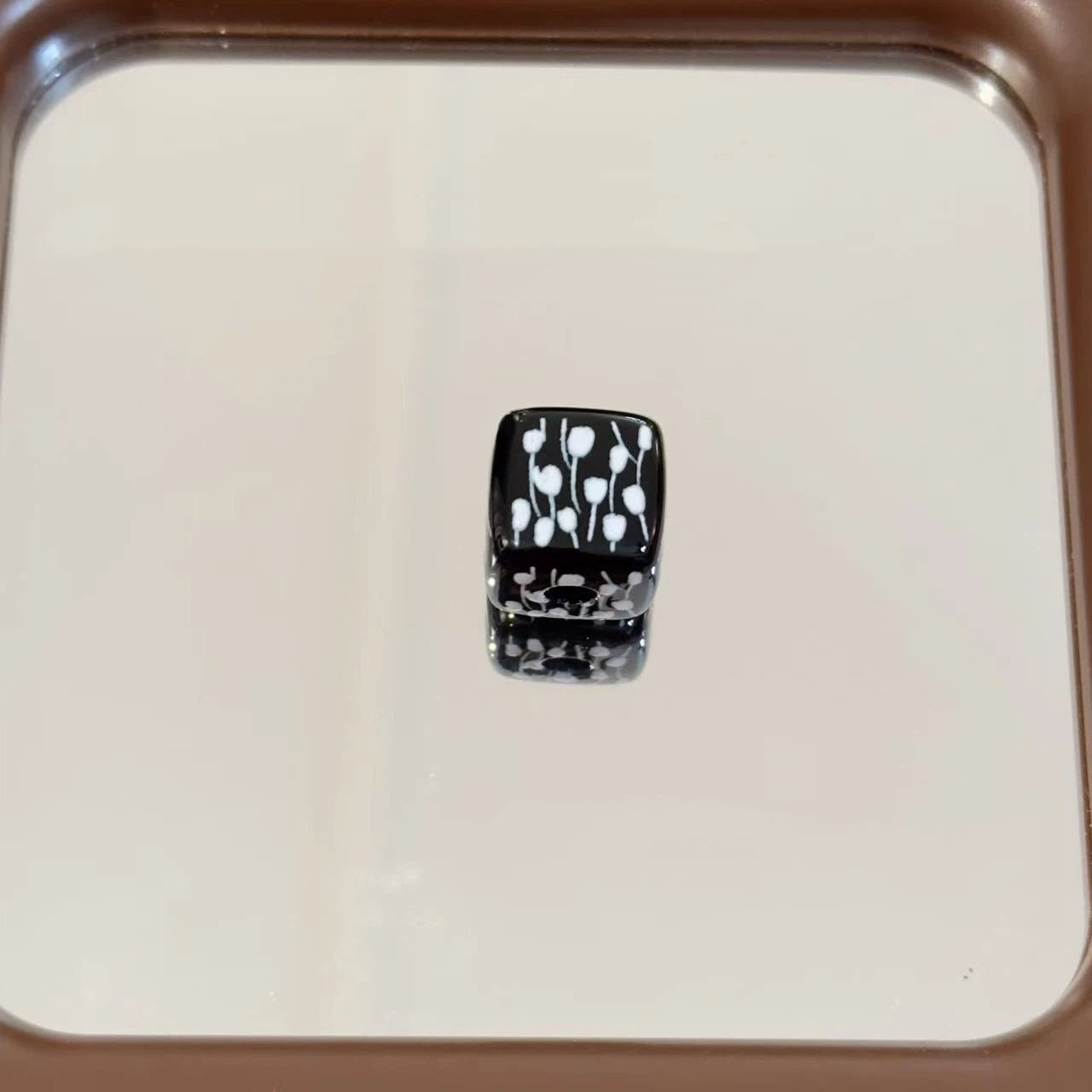 Black Doodle Square Acrylic Beads 14mm Unique Design 10pcs 3