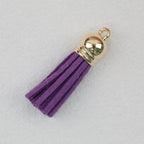 Leather Tassel Charms Small 3.8cm Mixed Colors Silver Cap 100pcs