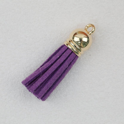 Leather Tassel Charms Small 3.8cm Mixed Colors Silver Cap 100pcs