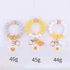 Sunflower Heart Wristlet Keychain Silicone Beaded Charm 5