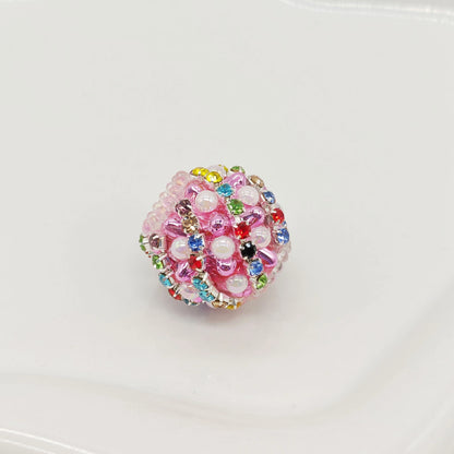 Wavy Rhinestone Beads 18mm Bubblegum Acrylic Multicolor 4pcs 12