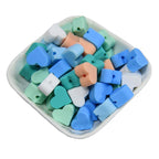 Colorful Pastel Mix Heart 14mm Silicone Beads Solid Color Matte Finish 50pcs