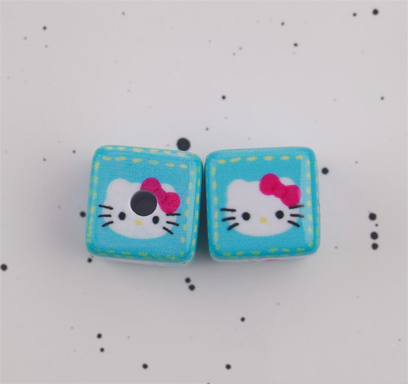 Candy Colored Hello Kitty Square Acrylic Beads 15mm Lively 10pcs 6