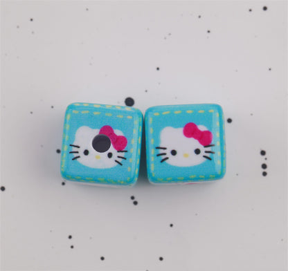 Candy Colored Hello Kitty Square Acrylic Beads 15mm Lively 10pcs 6