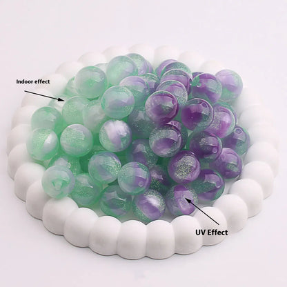 Color Changing Glitter Resin Beads 10/16mm Sparkle Mixed 10pcs