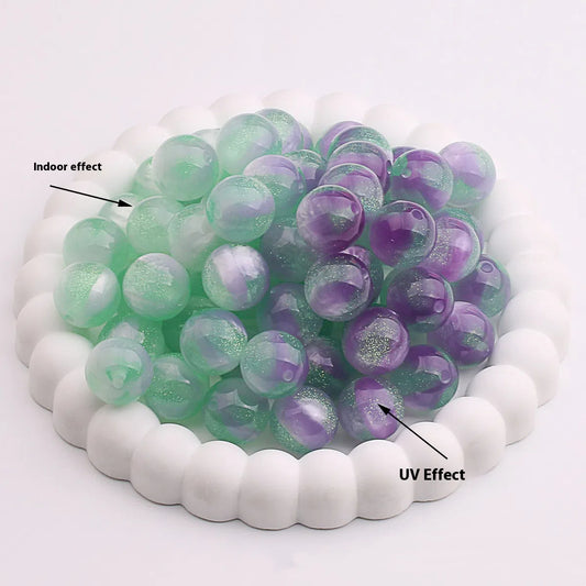 Color Changing Glitter Resin Beads 10/16mm Sparkle Mixed 10pcs