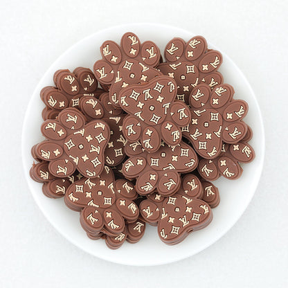Luxury Inspired Bear Paw Silicone Focal Beads Pink Brown 20pcs - Brown