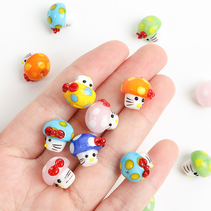 Cartoon Mushroom Shaped Glass Beads 12x16mm 5pcs 3