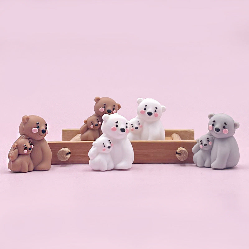 3D Silicone Focal Beads Bear Mom and Baby Figurines 20 pcs 3