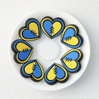 Yellow Blue Heart Silicone Focal Beads 20 pcs