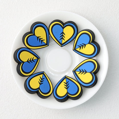 Yellow Blue Heart Silicone Focal Beads 20 pcs