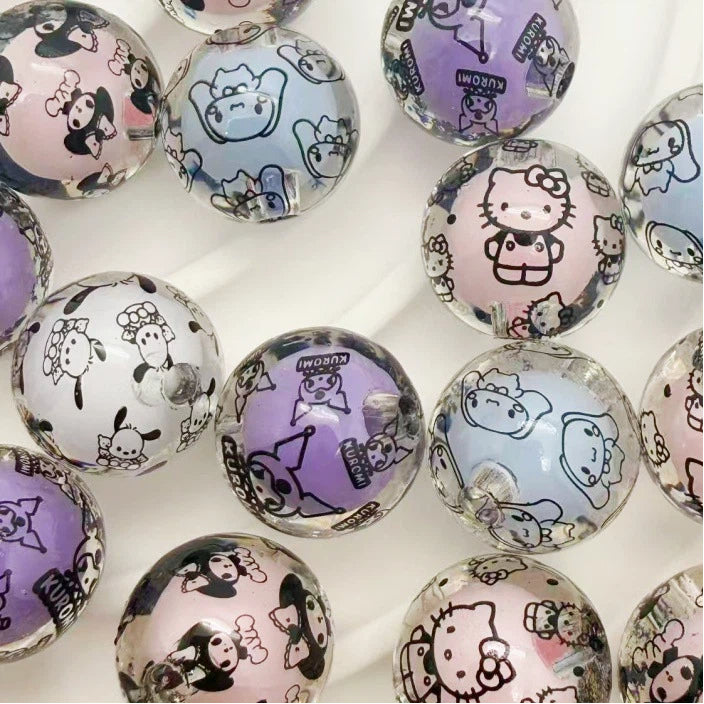 16mm Cute Cartoon Character Acrylic Sago Beads 50pcs 4