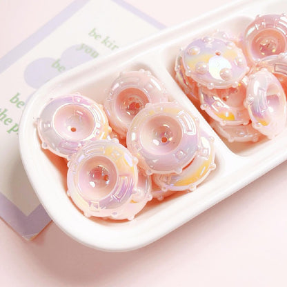 Candy Frisbee Acrylic Beads 30mm Glossy Pastel Rainbow 10pcs 6